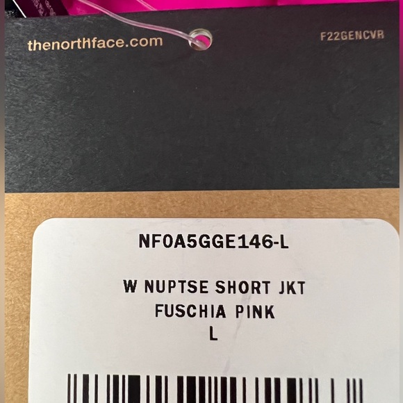 THE NORTH FACE Womens Nuptse Short Jacket Fuchsia Pink Black - Picture 15 of 16
